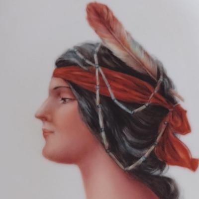 Native American Portrait Plate Hand Painted by Local Artist- Approx 7" x 10 1/2"