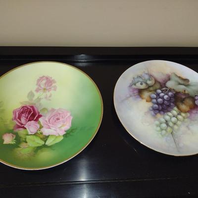 Pair of Large, Hand Painted China Plates