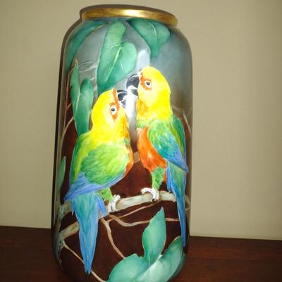 Colorful Porcelain Vase Designed and Hand Painted by Local Artist- Approx 8" in Diameter, 14" Tall