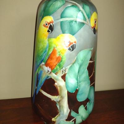 Colorful Porcelain Vase Designed and Hand Painted by Local Artist- Approx 8" in Diameter, 14" Tall