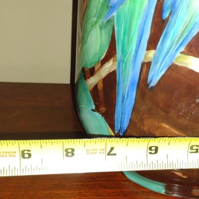 Colorful Porcelain Vase Designed and Hand Painted by Local Artist- Approx 8" in Diameter, 14" Tall