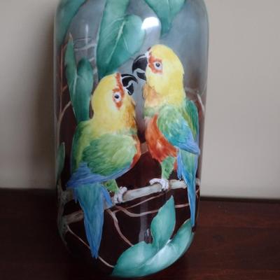 Colorful Porcelain Vase Designed and Hand Painted by Local Artist- Approx 8" in Diameter, 14" Tall