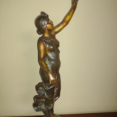 Cast Metal Goddess of Dawn Statue- Approx 21 1/4" Tall