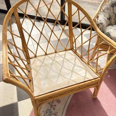 Vintage Bamboo Set of One Sofa and Two Chairs