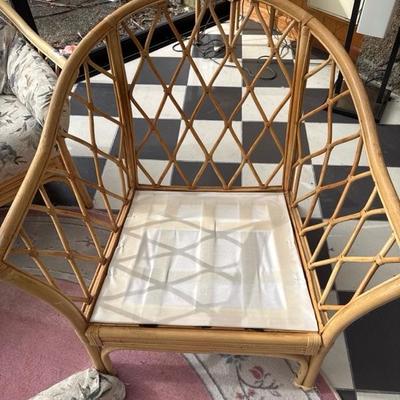 Vintage Bamboo Set of One Sofa and Two Chairs