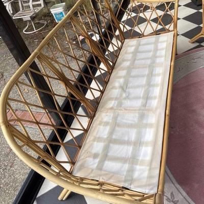 Vintage Bamboo Set of One Sofa and Two Chairs