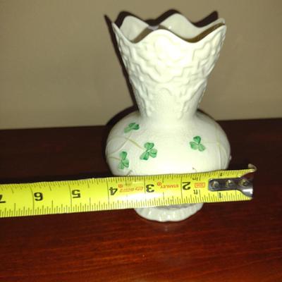 Belleek Irish Pottery Shamrock Vase- Approx 6" Tall