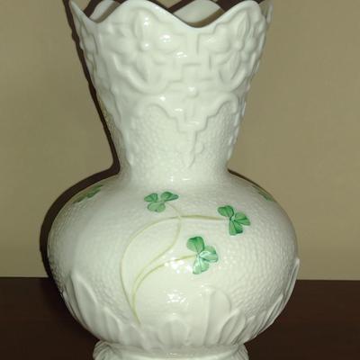 Belleek Irish Pottery Shamrock Vase- Approx 6" Tall