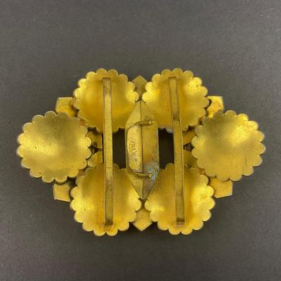 -106- BELT BUCKLE | Unique Gold Tone With Accents Belt Buckle