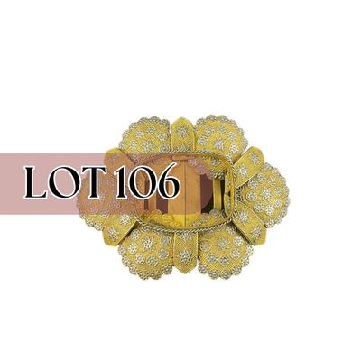 -106- BELT BUCKLE | Unique Gold Tone With Accents Belt Buckle