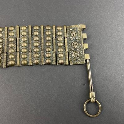 -107- COSTUME JEWELRY | Middle Eastern Style Bracelet & Signed 1971 JANM Square Pendant