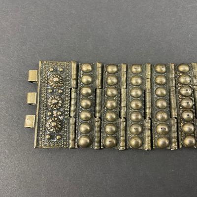 -107- COSTUME JEWELRY | Middle Eastern Style Bracelet & Signed 1971 JANM Square Pendant