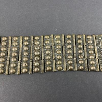 -107- COSTUME JEWELRY | Middle Eastern Style Bracelet & Signed 1971 JANM Square Pendant