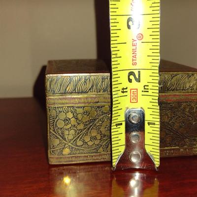 Pair of Decorative Metal Storage Boxes- Peacock and Aztec Designs