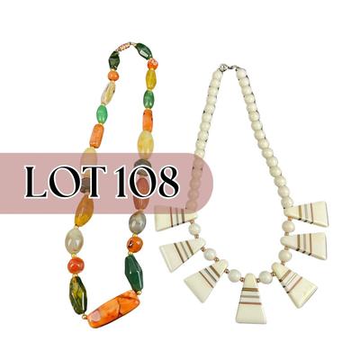 -108- NECKLACES | One Stone Bead & One Mid Century Style Necklaces