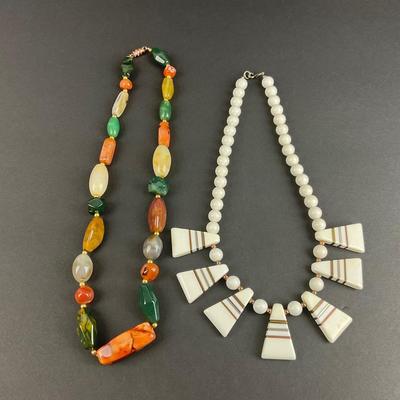 -108- NECKLACES | One Stone Bead & One Mid Century Style Necklaces