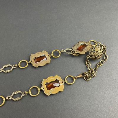 -109- COSTUME JEWELRY | Art Deco Belt, Beaded Snake Bracelet, & Handmade Box