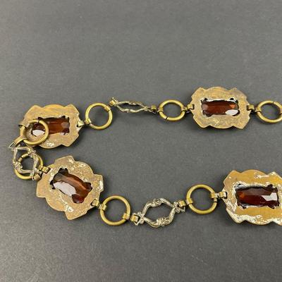 -109- COSTUME JEWELRY | Art Deco Belt, Beaded Snake Bracelet, & Handmade Box