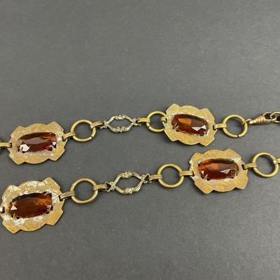 -109- COSTUME JEWELRY | Art Deco Belt, Beaded Snake Bracelet, & Handmade Box