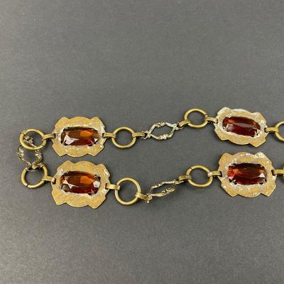 -109- COSTUME JEWELRY | Art Deco Belt, Beaded Snake Bracelet, & Handmade Box
