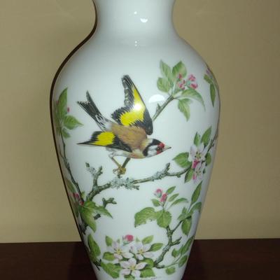 Franklin Porcelain 'The Woodland Bird Vase' by Basil Ede- Approx 11 1/2" Tall