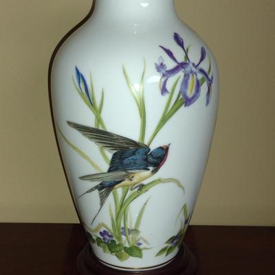 Franklin Porcelain 'The Meadowland Bird Vase' by Basil Ede- Approx 11 1/2" Tall