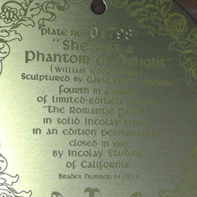 'She was a Phantom of Delight' Incolay Stone Plate by Gayle Bright Appleby- Approx 10 1/4" in Diameter