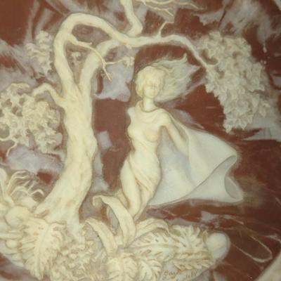 'She was a Phantom of Delight' Incolay Stone Plate by Gayle Bright Appleby- Approx 10 1/4" in Diameter