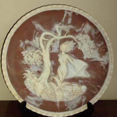 'She was a Phantom of Delight' Incolay Stone Plate by Gayle Bright Appleby- Approx 10 1/4" in Diameter