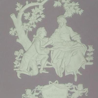 Wedgwood Cream on Lilac Jasperware 1982 Valentine Plate- Approx 6 1/2" in Diameter