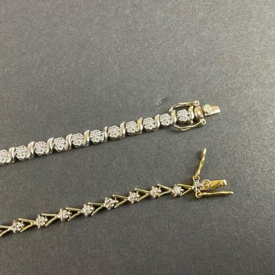 -115- SILVER | One Gold Wash Sterling Bracelet & One 925 Marked Bracelet