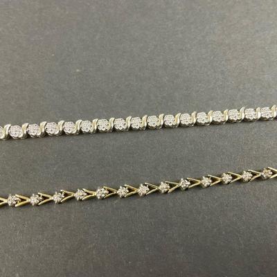-115- SILVER | One Gold Wash Sterling Bracelet & One 925 Marked Bracelet
