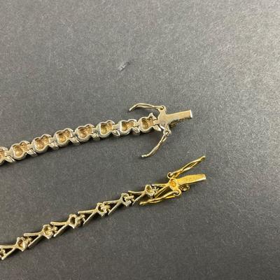-115- SILVER | One Gold Wash Sterling Bracelet & One 925 Marked Bracelet