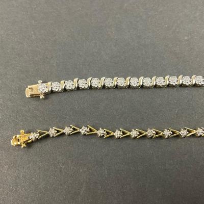 -115- SILVER | One Gold Wash Sterling Bracelet & One 925 Marked Bracelet