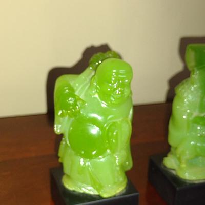 Vintage Pair of Wony Italian Made Faux Jade Asian Figurines- Approx 4" Tall