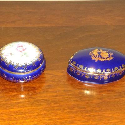 Pair of Limoges Porcelain Trinket Boxes