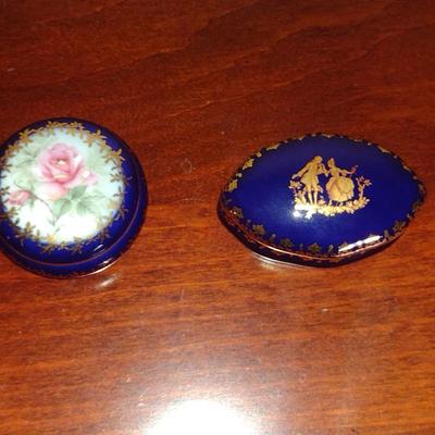 Pair of Limoges Porcelain Trinket Boxes