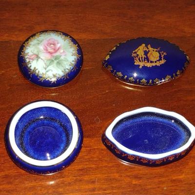 Pair of Limoges Porcelain Trinket Boxes