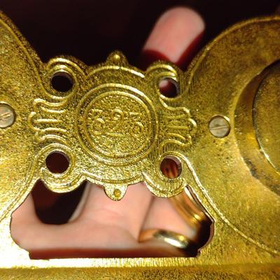 Antique Brass Double Ink Well Desk Set