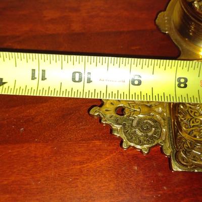 Antique Brass Double Ink Well Desk Set