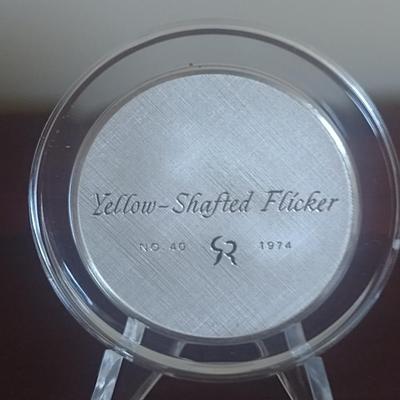 Franklin Mint Roberts Birds Sterling Silver Medal- Yellow-Shafted Flicker- Approx Weight 66 Grams