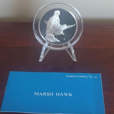 Franklin Mint Roberts Birds Sterling Silver Medal- Marsh Hawk- Approx Weight 66 Grams