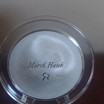 Franklin Mint Roberts Birds Sterling Silver Medal- Marsh Hawk- Approx Weight 66 Grams