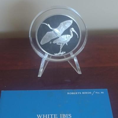 Franklin Mint Roberts Birds Sterling Silver Medal- White Ibis- Approx Weight 66 Grams