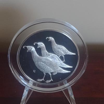 Franklin Mint Roberts Birds Sterling Silver Medal- California Quail- Approx Weight 66 Grams
