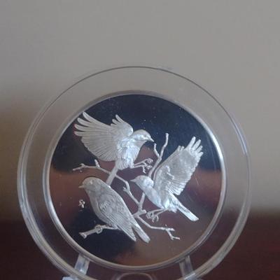 Franklin Mint Roberts Birds Sterling Silver Medal- Bluebird- Approx Weight 66 Grams