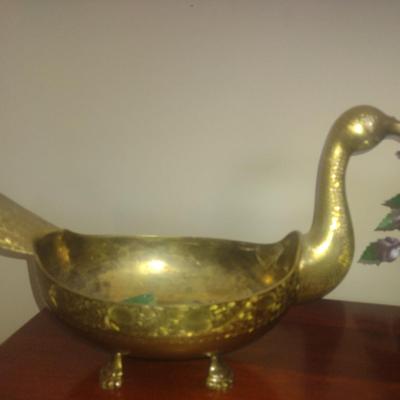 Brass Flower Holders- Goose and Wall Pocket for Hanging