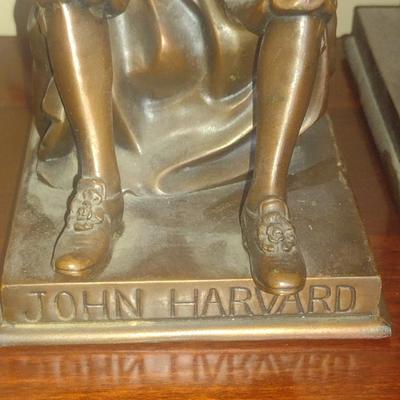 Antique Pair of Daniel C. French Bronze John Harvard Bookends