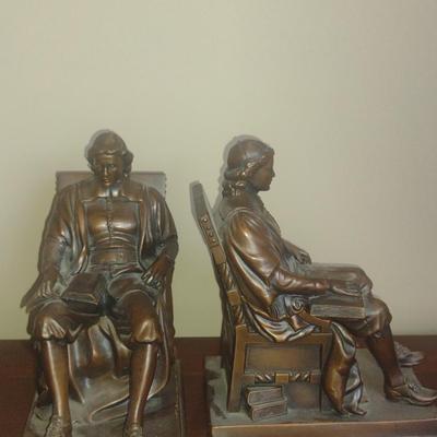 Antique Pair of Daniel C. French Bronze John Harvard Bookends