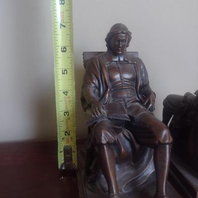 Antique Pair of Daniel C. French Bronze John Harvard Bookends